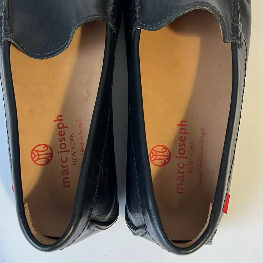 Marc Joseph Broadway Driving Loafers Black Leather Round Toe Shoes Sz 9